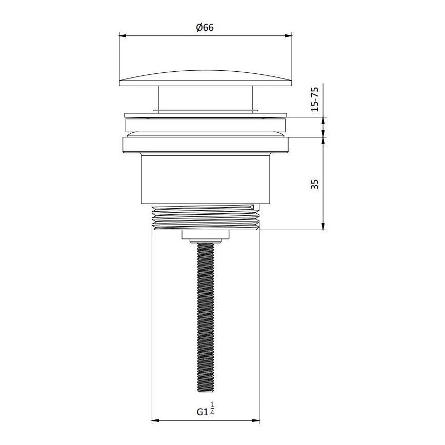 BATH DELUXE 33-004-05-60-04 - Βαλβίδα νιπτήρος RODBY διάμετρος 6,6 cm γυαλιστερό χρώμιο