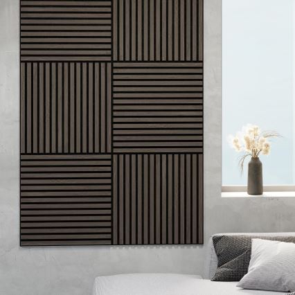 BATH DELUXE 54-060-08-84-12 - ΣΕΤ 4x Ηχοαπορροφητικό πάνελ τοίχου DANVIKEN 60x60 cm καρυδιά
