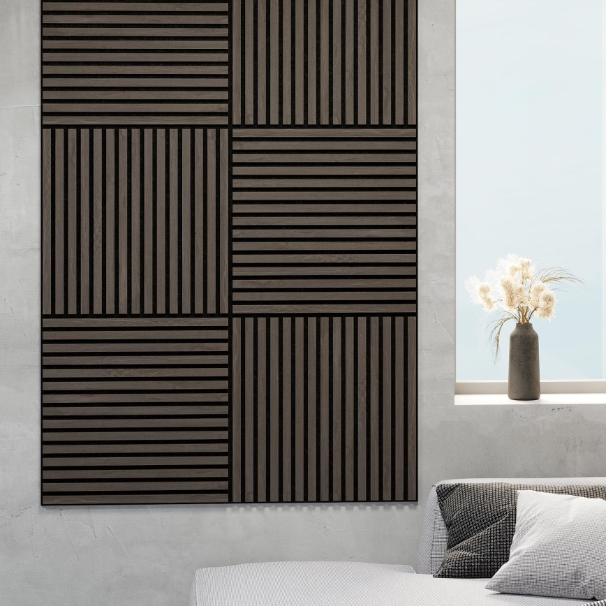 BATH DELUXE 54-060-08-84-12 - ΣΕΤ 4x Ηχοαπορροφητικό πάνελ τοίχου DANVIKEN 60x60 cm καρυδιά