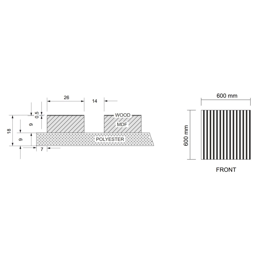 BATH DELUXE 54-060-08-84-12 - ΣΕΤ 4x Ηχοαπορροφητικό πάνελ τοίχου DANVIKEN 60x60 cm καρυδιά