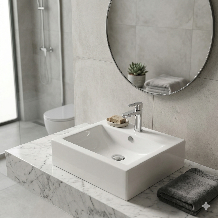 Bathco 0010 - Επιτραπέζιος νιπτήρας BOLONIA 51x45,5 cm πορσελάνη/λευκό