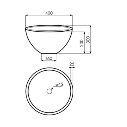 Bathco 00374 - Εντοιχιζόμενος νιπτήρας για πάγκο MIRAGE Ø 40 εκ. πέτρα/γκρι