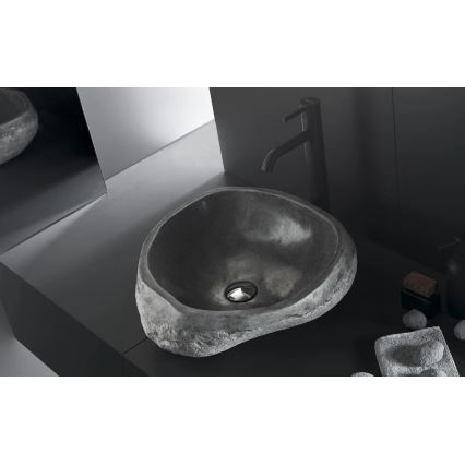 Bathco 00393 - Επιτραπέζιος νιπτήρας RIO 52x47 cm πέτρα/γκρι