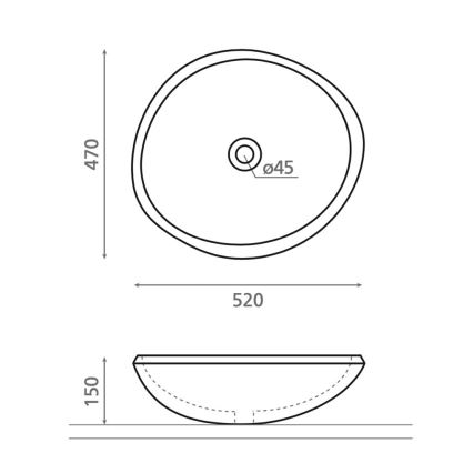 Bathco 00393 - Επιτραπέζιος νιπτήρας RIO 52x47 cm πέτρα/γκρι