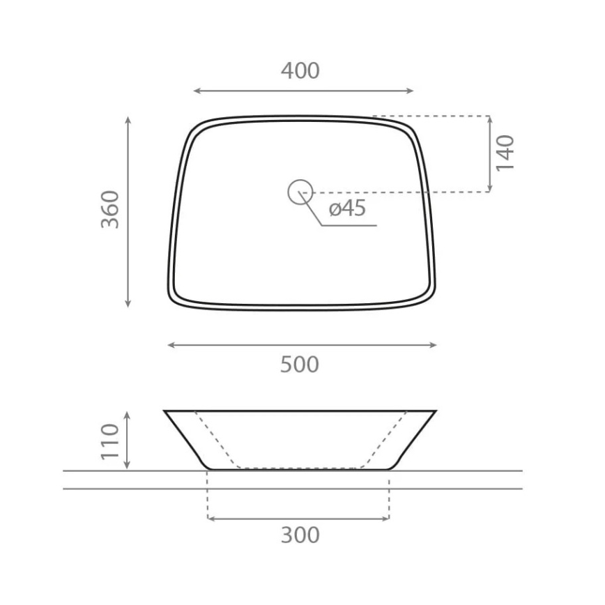Bathco 0091 - Επιτραπέζιος νιπτήρας ANABEL 50x36 cm πορσελάνη/λευκό