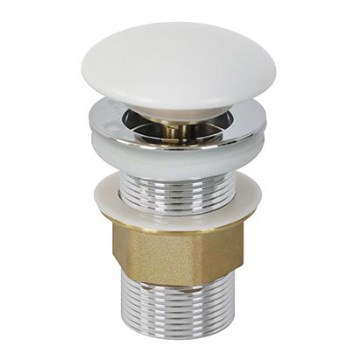 Bathco 0212MT- Βαλβίδα νιπτήρα χωρίς υπερχείλιση CLICK-CLACK, διάμ. 6 cm, γυαλιστερό χρώμιο/ματ λευκό