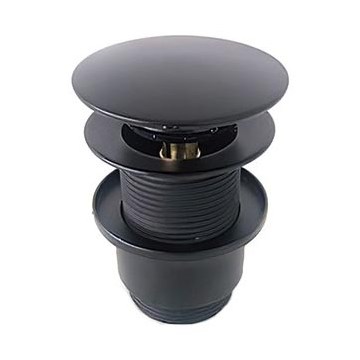 Bathco 0212NE - Βαλβίδα νιπτήρα χωρίς υπερχείλιση CLICK-CLACK, Ø 6 εκ., μαύρο ματ