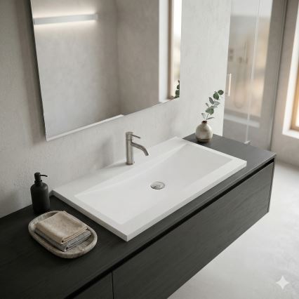 Bathco 0506 - Εντοιχιζόμενος νιπτήρας MANHATTAN 100x45 εκ. ρητίνη/λευκό