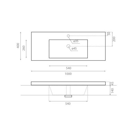 Bathco 0515 - Εντοιχισμένος νιπτήρας COLLOTO 100x40 cm ρητίνη/λευκό