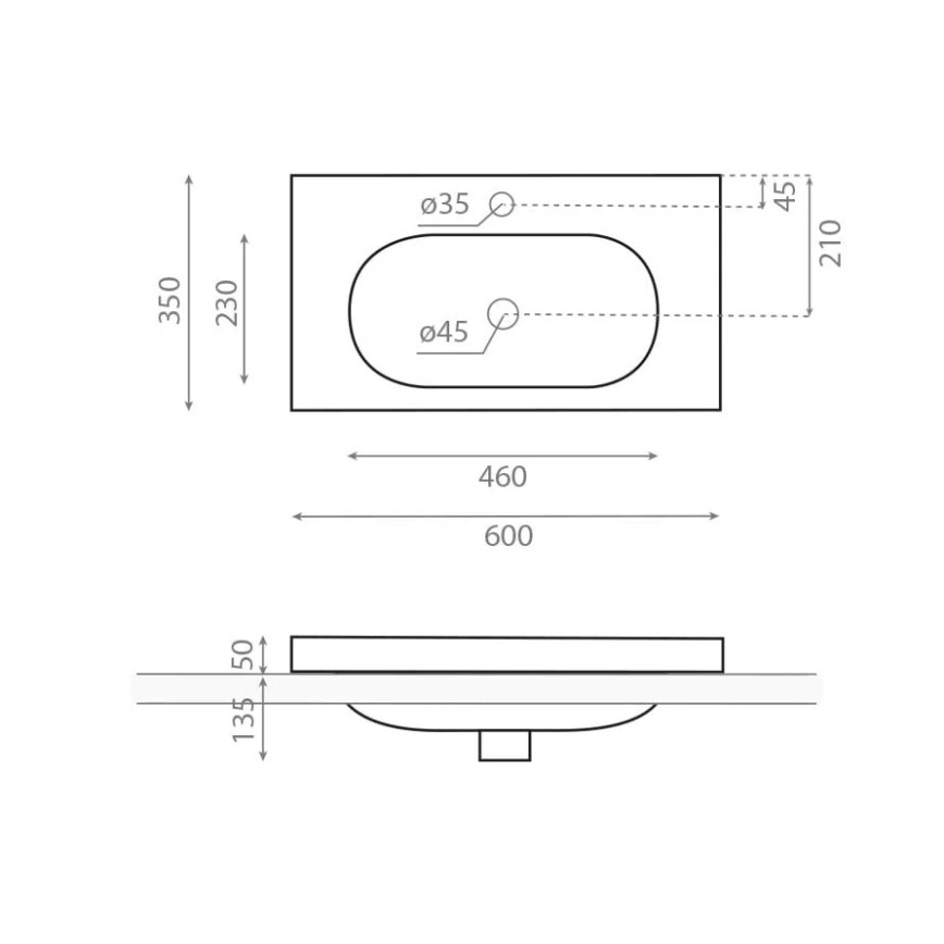 Bathco 0516 - Εντοιχιζόμενος νιπτήρας ICE 60x35 εκ. ρητίνη/λευκό
