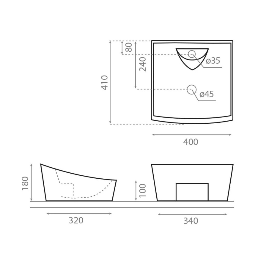 Bathco 4002 - Νιπτήρας επιτραπέζιος SORIA 40x41 cm πορσελάνη/λευκό