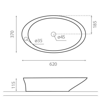 Bathco 4020 - Επιτραπέζιος νιπτήρας PURE 62x37 cm πορσελάνη/λευκό