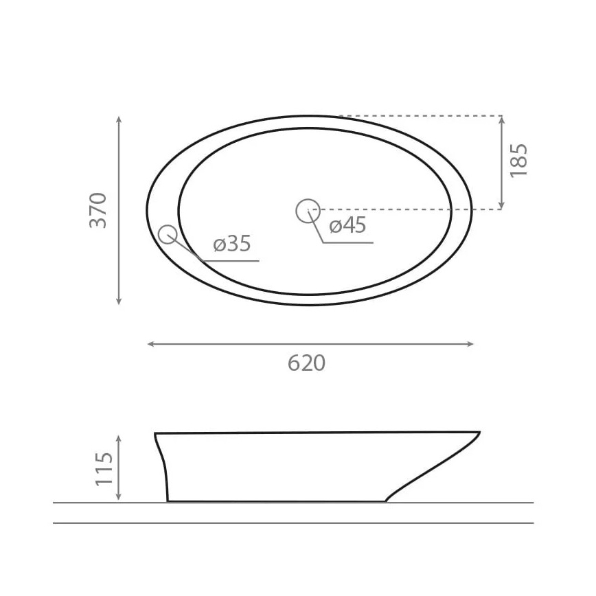 Bathco 4020 - Επιτραπέζιος νιπτήρας PURE 62x37 cm πορσελάνη/λευκό