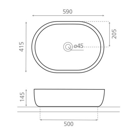 Bathco 4037 - Επιτραπέζιος νιπτήρας TOULOUSE 59x41,5 cm πορσελάνη/λευκό