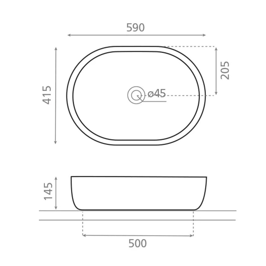 Bathco 4037 - Επιτραπέζιος νιπτήρας TOULOUSE 59x41,5 cm πορσελάνη/λευκό