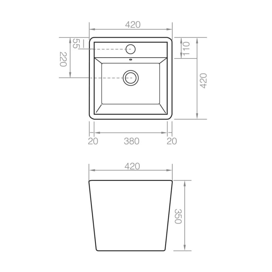 Bathco 4059 - Επιτραπέζιος νιπτήρας GENOVA 42x42 cm πορσελάνη/λευκό