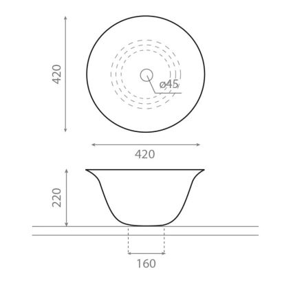 Bathco 4062 - Επιτραπέζιος νιπτήρας NORDIC Ø 42 cm πορσελάνη/λευκό