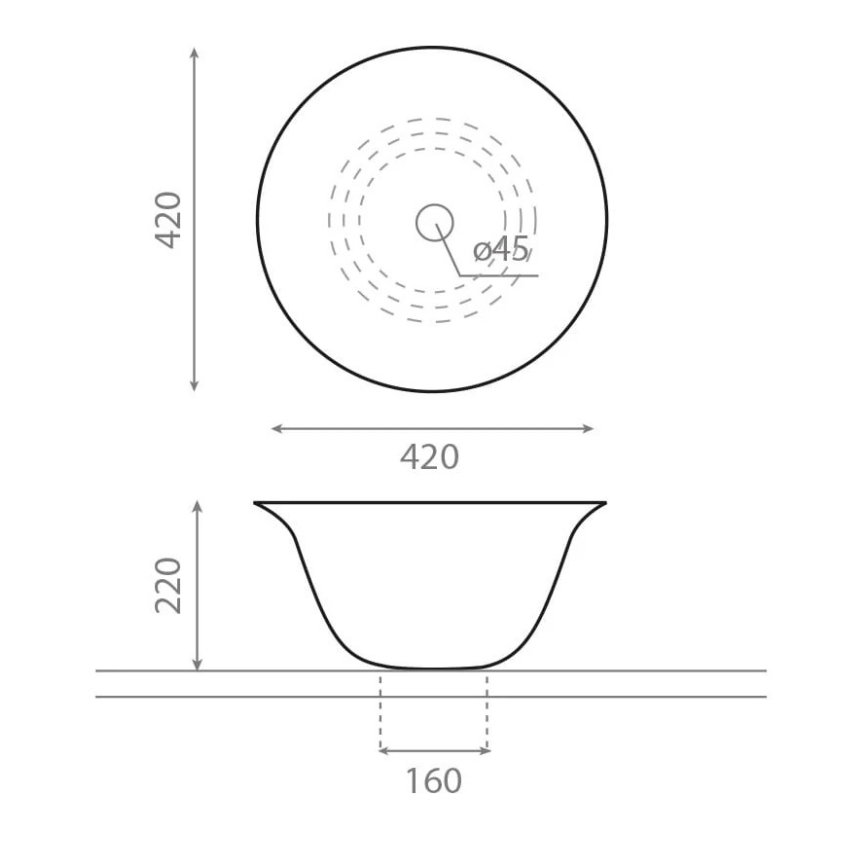 Bathco 4062 - Επιτραπέζιος νιπτήρας NORDIC Ø 42 cm πορσελάνη/λευκό
