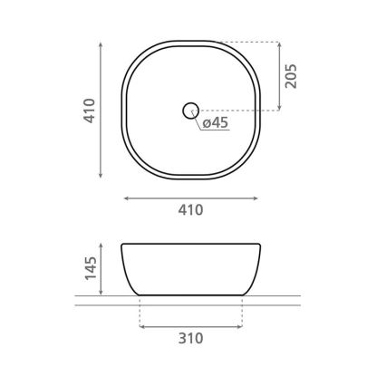 Bathco 4071 - Νιπτήρας για τοποθέτηση πάνω σε πάγκο OLEA 41 x 41 εκ. πορσελάνη/λευκό