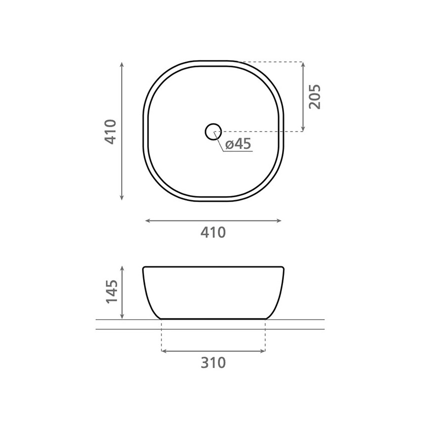 Bathco 4071 - Νιπτήρας για τοποθέτηση πάνω σε πάγκο OLEA 41 x 41 εκ. πορσελάνη/λευκό