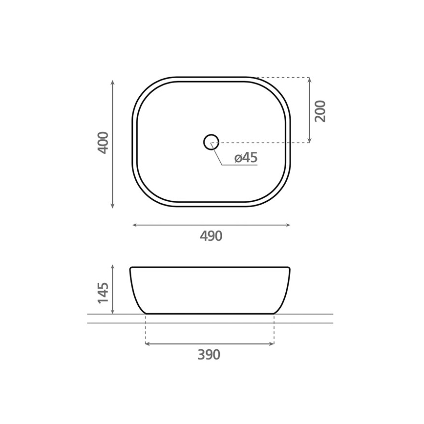 Bathco 4072 - Επιτραπέζιος νιπτήρας OLEA 49x40 cm πορσελάνη/λευκό