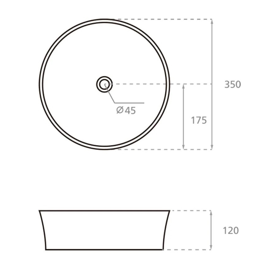Bathco 4086 - Επιτραπέζιος νιπτήρας VOLTA Ø 35 εκ. πορσελάνη/λευκό