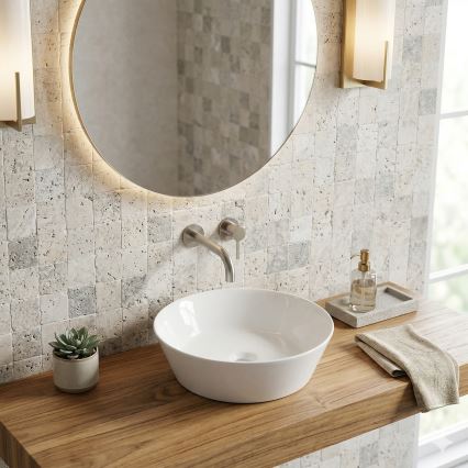 Bathco 4087 - Επιτραπέζιος νιπτήρας VOLTA Ø 42 εκ., πορσελάνη/λευκό