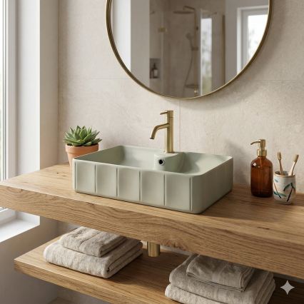 Bathco 4161 - Επιτραπέζιος νιπτήρας CIRCUS 61x40,5 εκ. πορσελάνη/μπεζ