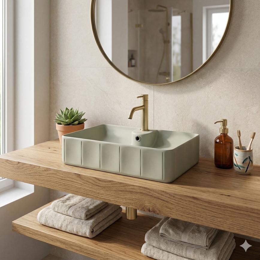 Bathco 4161 - Επιτραπέζιος νιπτήρας CIRCUS 61x40,5 εκ. πορσελάνη/μπεζ