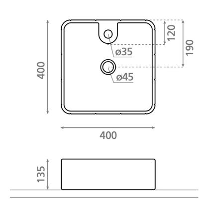 Bathco 4162 - Επιτραπέζιος νιπτήρας CIRCUS 40x40 cm πορσελάνη/μπεζ