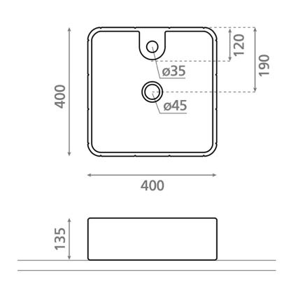 Bathco 4163 - Επιτραπέζιος νιπτήρας CIRCUS 40×40 εκ., πορσελάνη, λευκός