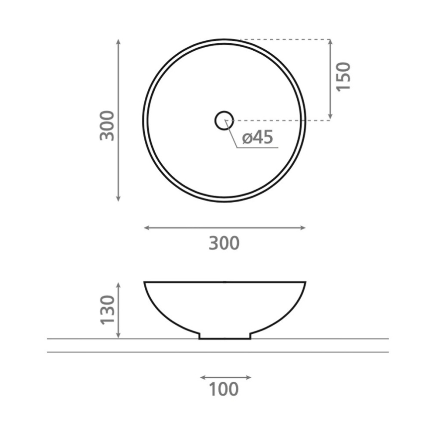 Bathco 4914 - Επιτραπέζιος νιπτήρας DAKAR διάμ. 30 εκ., πορσελάνη/λευκό