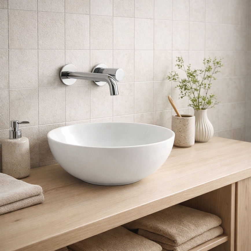 Bathco 4914 - Επιτραπέζιος νιπτήρας DAKAR διάμ. 30 εκ., πορσελάνη/λευκό