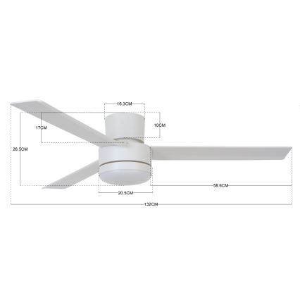 BAYSIDE 213036 - Οροφής ανεμιστήρας LED LAGOON GX53/17W/230V λευκός + τηλεχειριστήριο