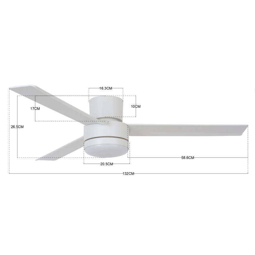 BAYSIDE 213036 - Οροφής ανεμιστήρας LED LAGOON GX53/17W/230V λευκός + τηλεχειριστήριο