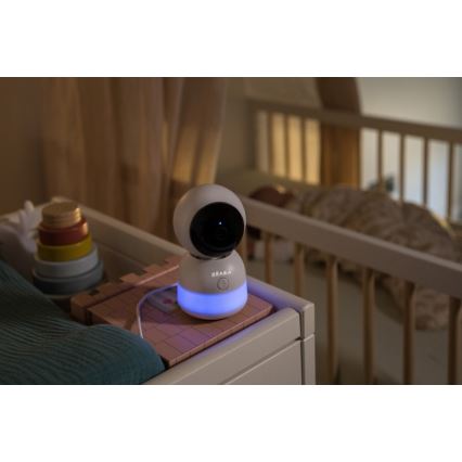Beaba - Έξυπνη επαναφορτιζόμενη βρεφική κάμερα με οθόνη ZEN NIGHT 720p 5V 4000 mAh Wi-Fi λευκή