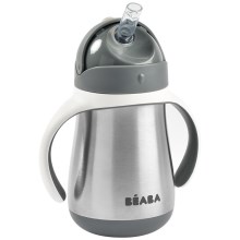 Beaba - Εκπαιδευτικό ποτήράκι θερμός με καλαμάκι 250 ml γκρι