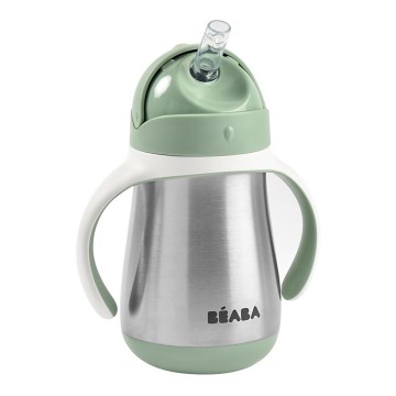 Beaba - Θερμομονωτικό ποτηράκι με καλαμάκι 250 ml, πράσινο