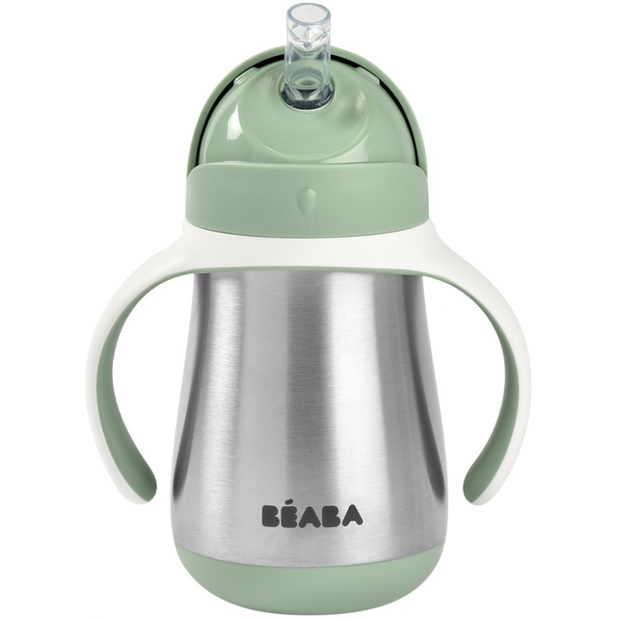 Beaba - Θερμομονωτικό ποτηράκι με καλαμάκι 250 ml, πράσινο