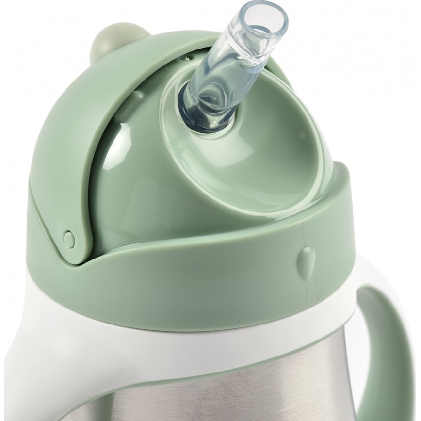 Beaba - Θερμομονωτικό ποτηράκι με καλαμάκι 250 ml, πράσινο