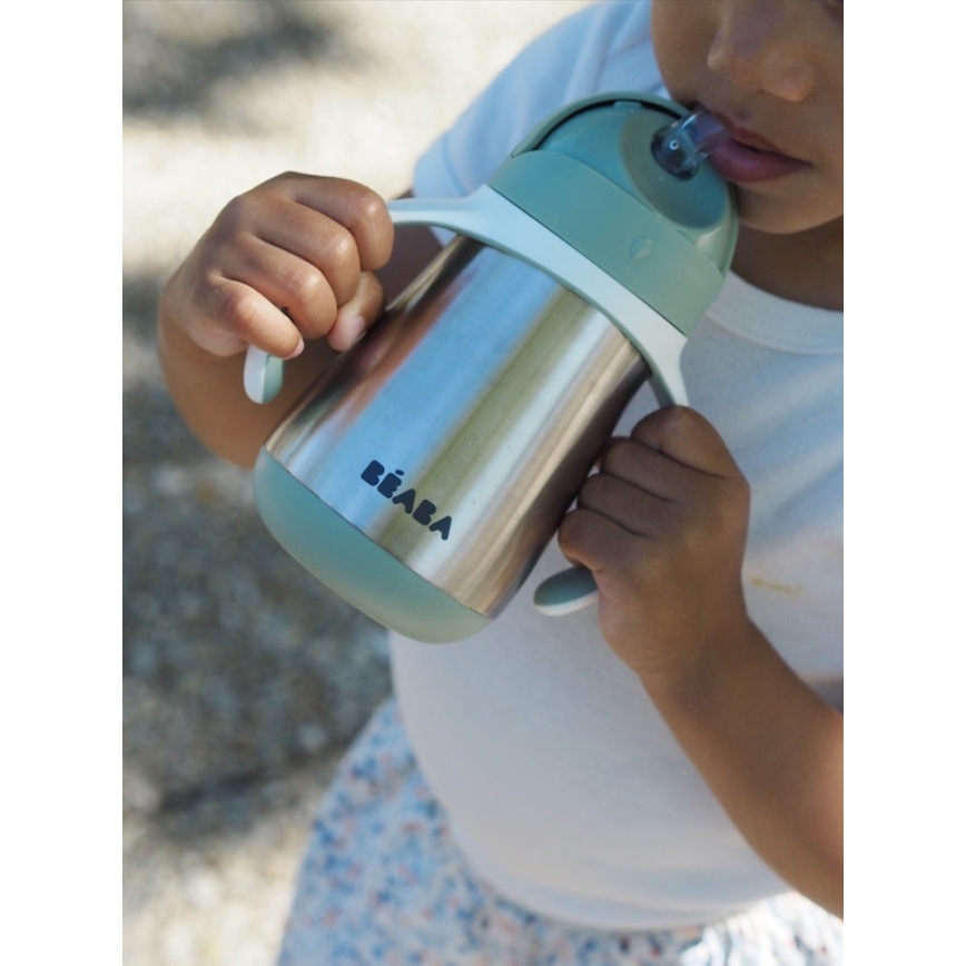 Beaba - Θερμομονωτικό ποτηράκι με καλαμάκι 250 ml, πράσινο