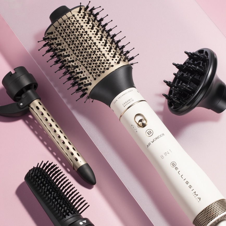 Bellissima 11847 - Βούρτσα θερμού αέρα 8 σε 1 AIR WONDER 1000W/230V λευκό/χρυσό