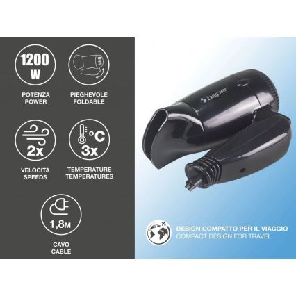 Beper - Ταξιδιωτικό σεσουάρ μαλλιών 1200W/230V