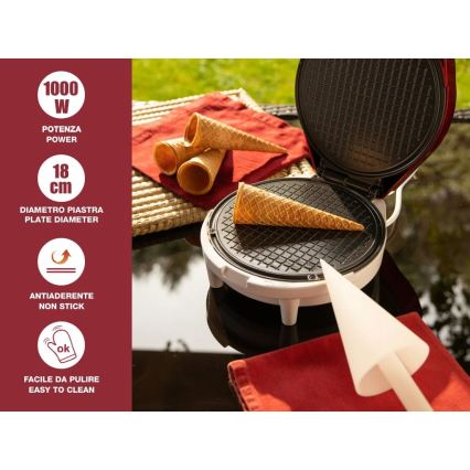 Beper - Βαφλιέρα 2 σε 1 1000W/230V κόκκινη