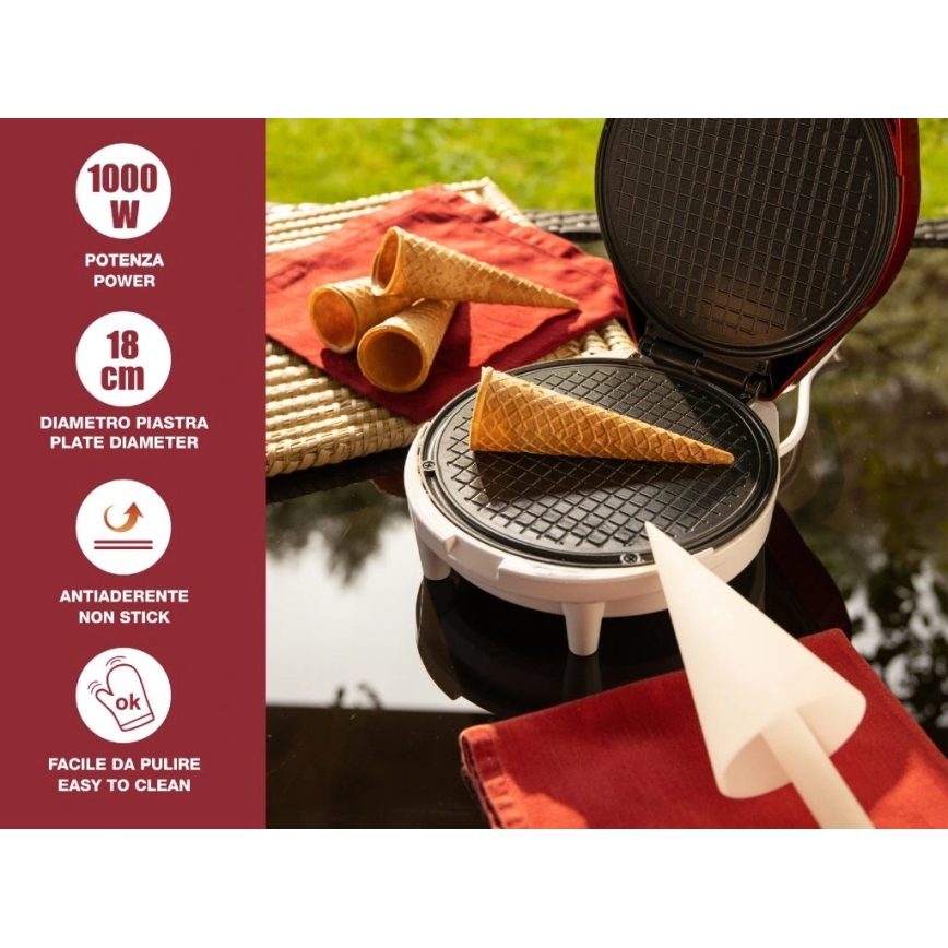 Beper - Βαφλιέρα 2 σε 1 1000W/230V κόκκινη