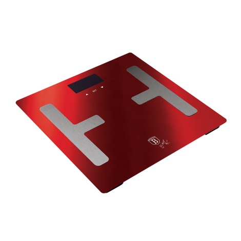 BerlingerHaus - Ψηφιακή ζυγαριά με οθόνη LCD 2xAAA κόκκινο/ματ χρώμιο