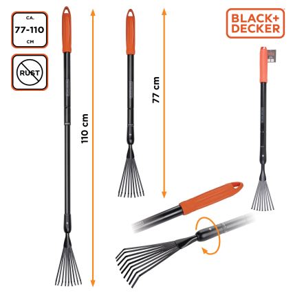 BLACK+DECKER - Τσουγκράνα τηλεσκοπική 77-110 cm