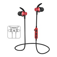 Bluetooth ακουστικά με μικρόφωνο και MicroSD Player μαύρα/κόοκκινα