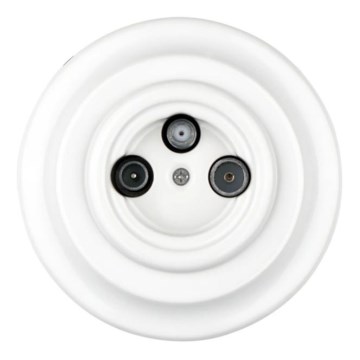 Bohemia-Design - Ρετρό πρίζα TV/SAT-W από πορσελάνη με πλαίσιο, λευκή