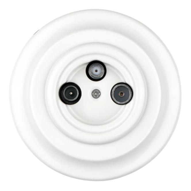 Bohemia-Design - Ρετρό πρίζα TV/SAT-W από πορσελάνη με πλαίσιο, λευκή